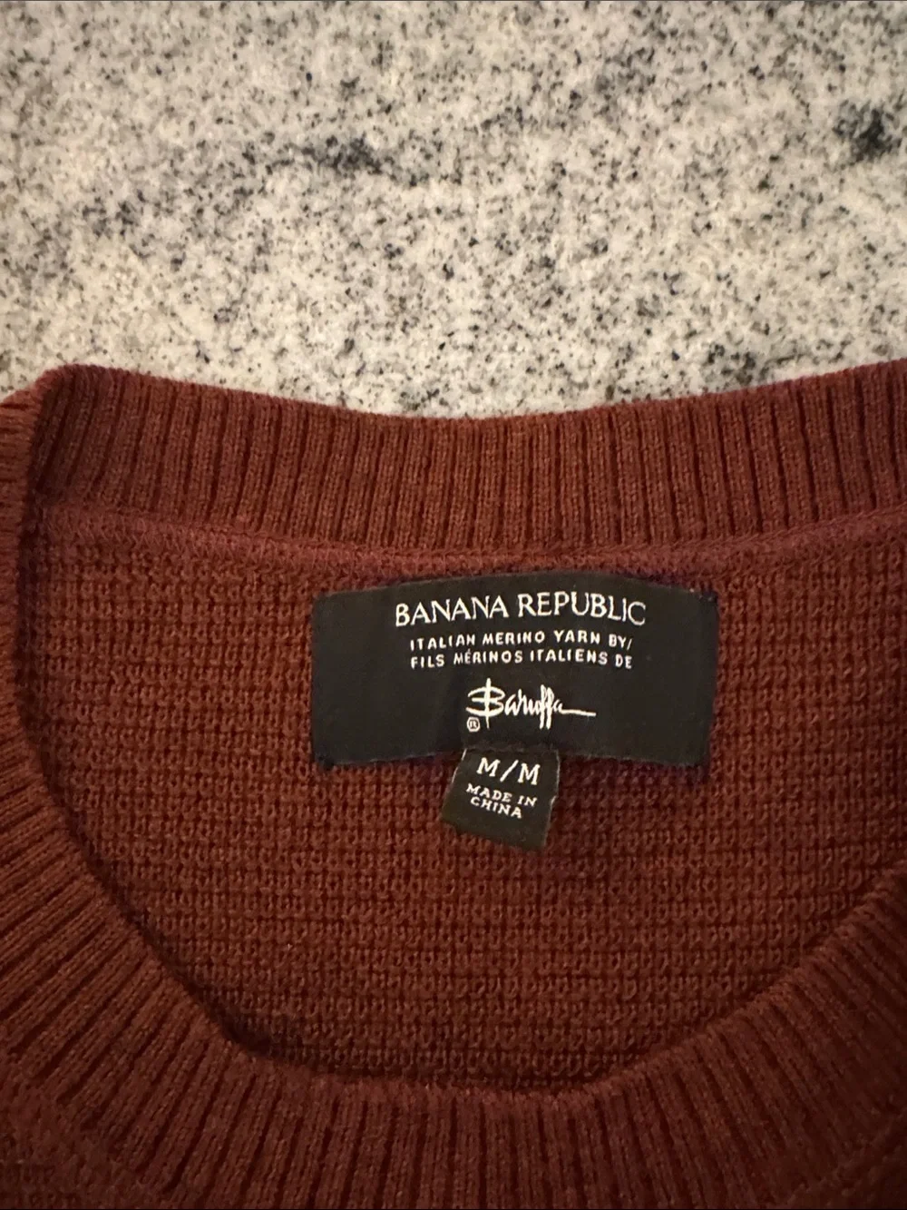 Banana Republic Men's Crewneck Merino Wool Sweater - Rust Brown